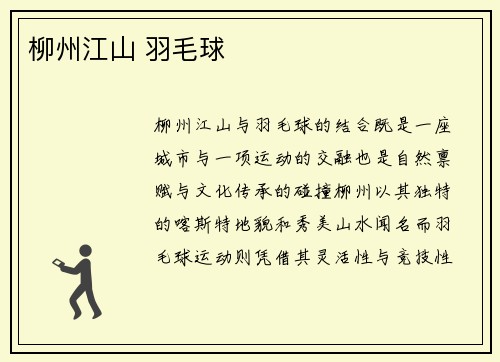 柳州江山 羽毛球