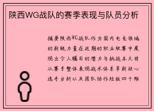 陕西WG战队的赛季表现与队员分析